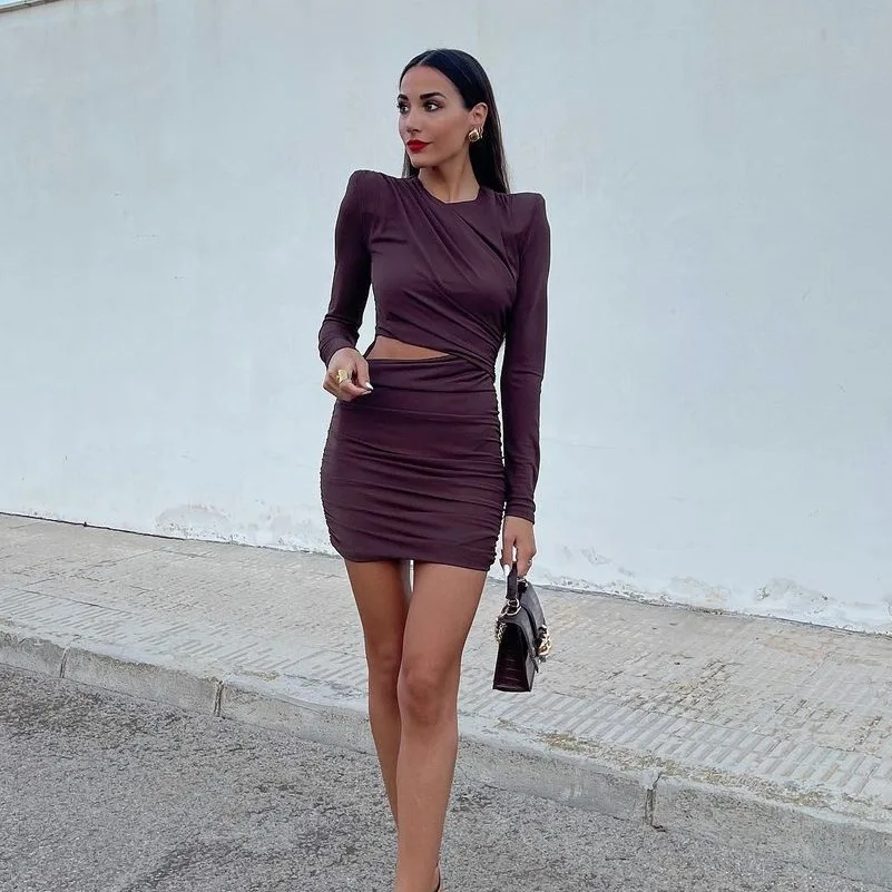 Зрелые Женщины Мягкий плечо дизайн причудливые платья с высокой талией женские элегантные ажурные платья-карандаш