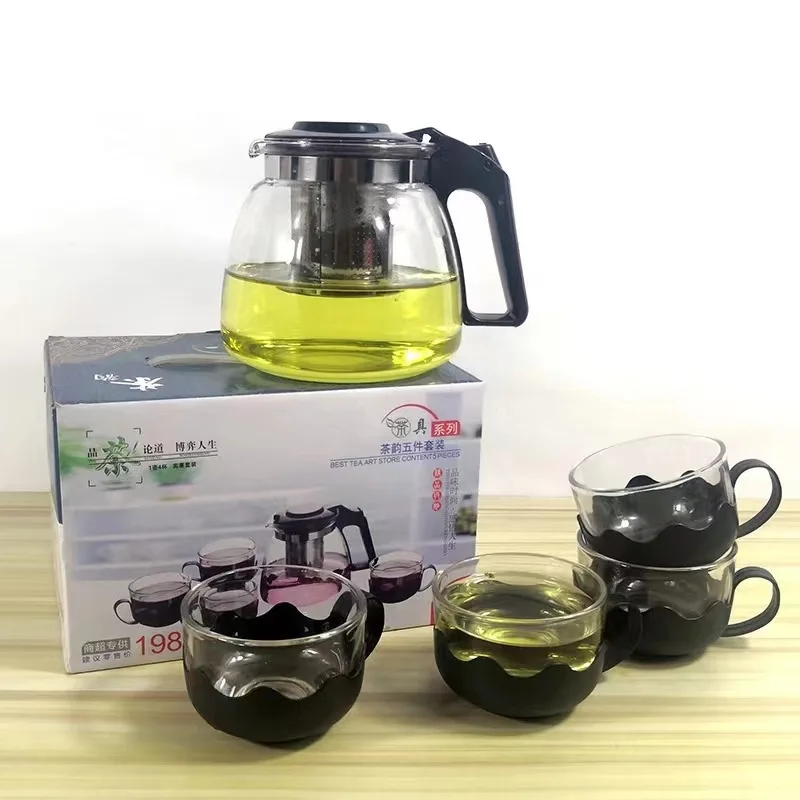 Private Label Glass Teapot Removable Stainless Steel Strainer Tea Maker Kung Fu Glass Tea Teapot Set