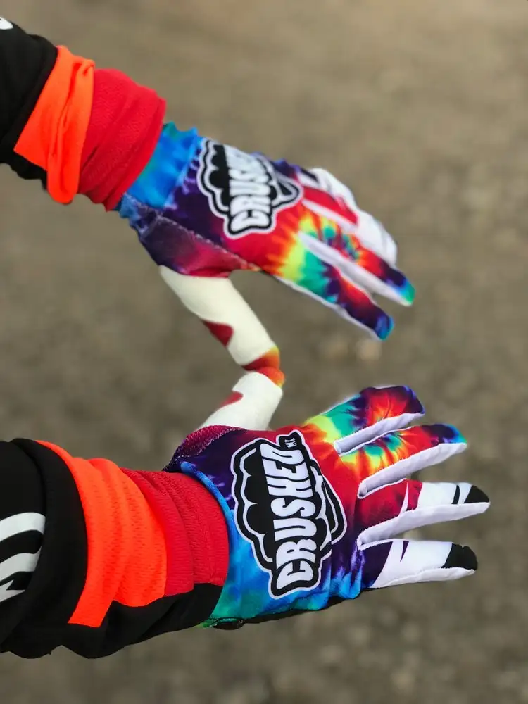 Colorful custom off road dirt bike gloves