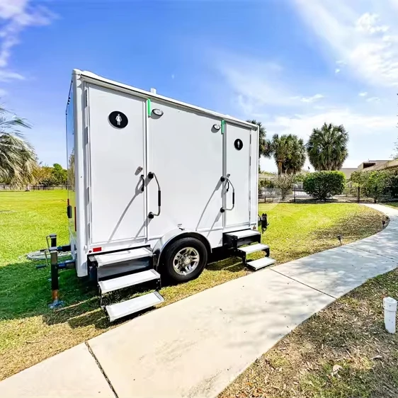 Plastic Outdoor Toilet Mobile Toilets Trailer Portable Trailer Mobile Toilet Luxury Restroom Shower Factory For Sale