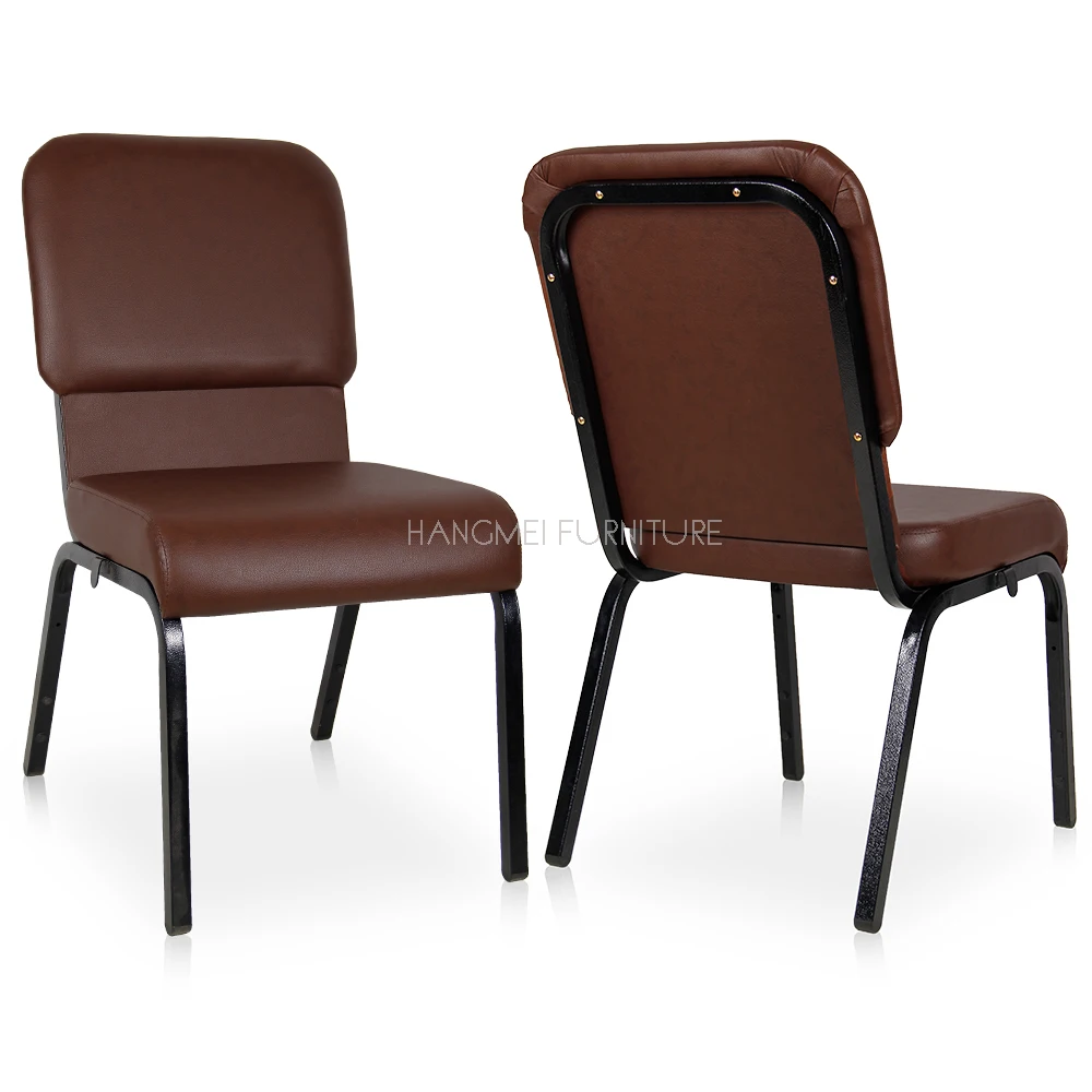 Wholesale Durable Stackable Interlocking Steel PU leather Church Chair