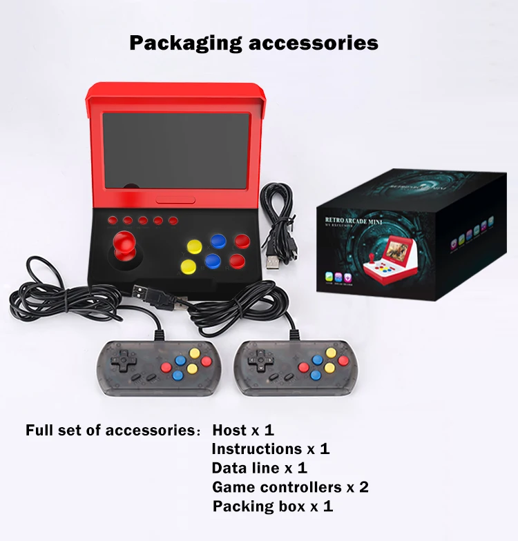 
7 inches Mini Built-In 8000 Retro game console Handheld Game Player output video game console 