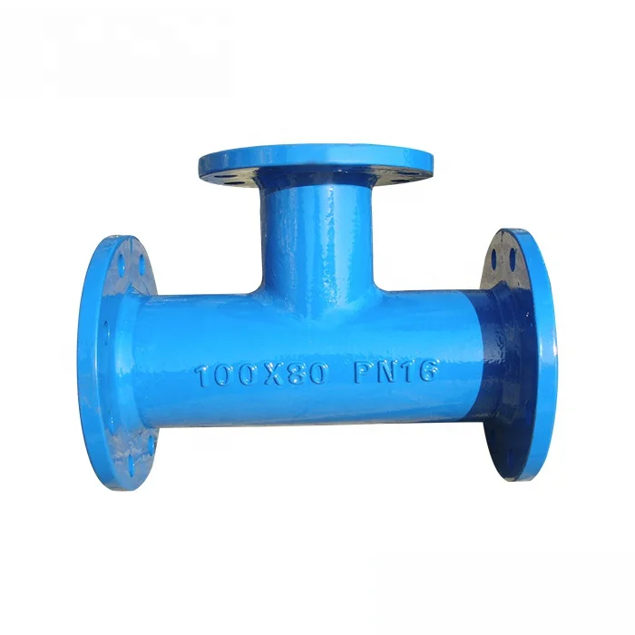 ISO 2531 PN16 cement lined FBE coated cast ductile iron pipe fittings-all flanged tee