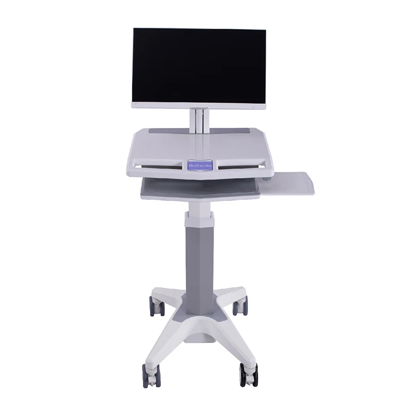 Silent caster height adjustable medic computer cart trolley