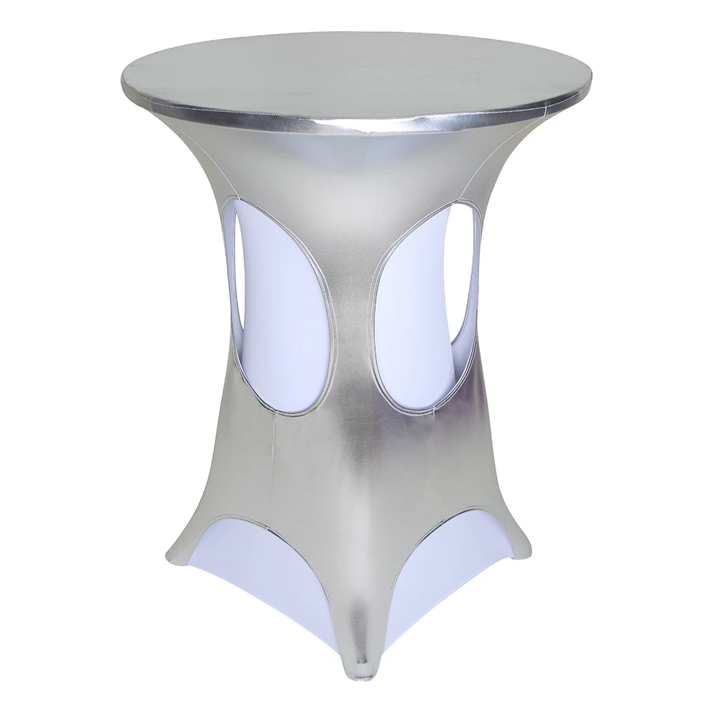 
round metallic spandex highboy table cover fitted cocktail table cover for wedding party event decoration 