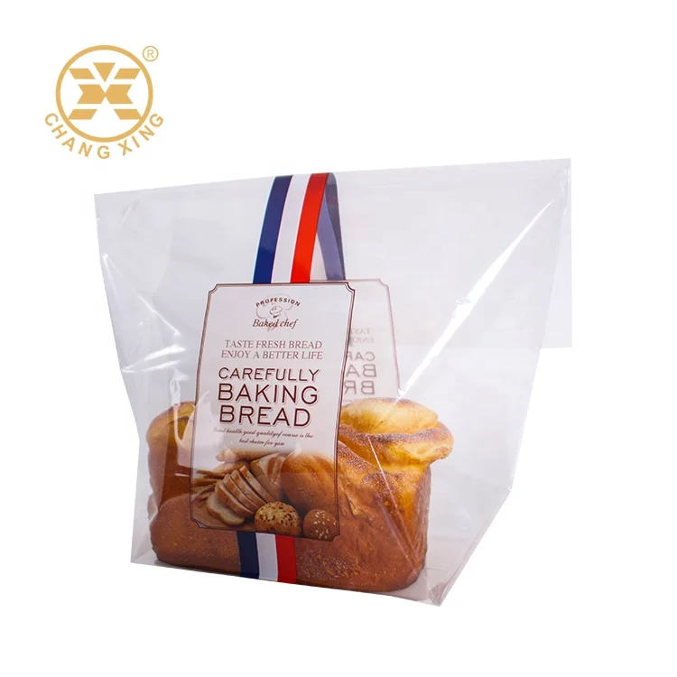 Eco Friendly Biodegradable Clear Printed Logo Bread Transparent Package Plastic Food Pouch Custom Bread Packaging Bags