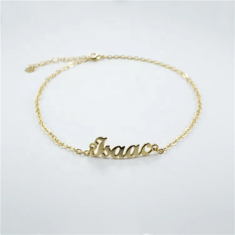 Wholesales S925 Sterling Silver 18K Gold Plate Anklet Customize Chain,Name Ankletes Women Gold Anklets Foot Jewelry