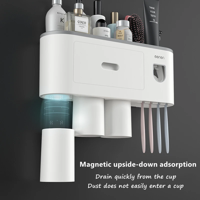 
2021 Bathroom Multifunctional Home Use Plastic Wall-Mounted Toothbrush Cup Holder 