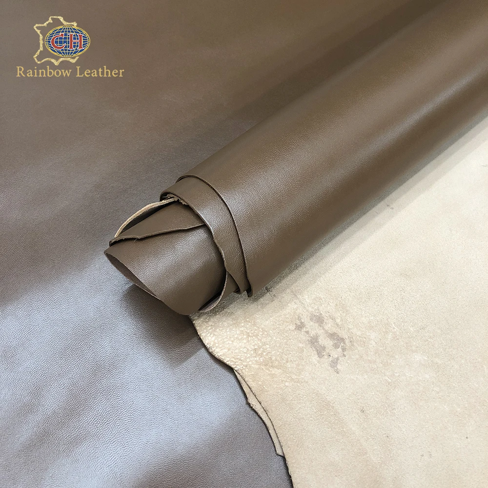 Coffee genuine leather Mixed breed sheepskin Napa full grain leather For Sandal Handbags