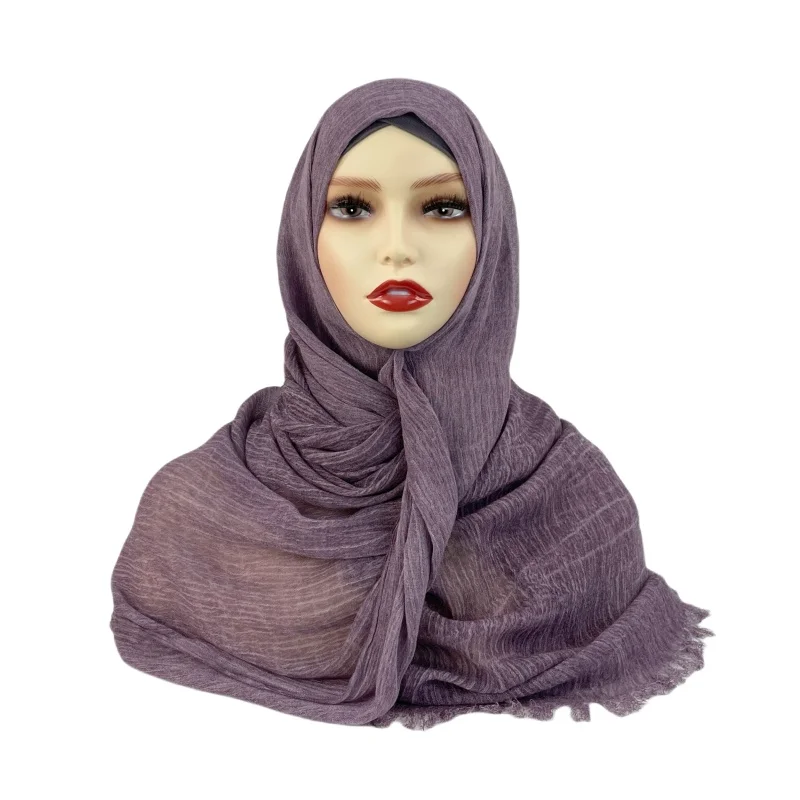 2024 Modest islamic sheila fashion pink 100% viscose modal head scarf rayon cotton hijab parti-colour shaded shawls high quality