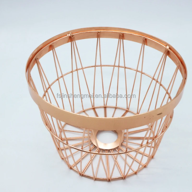 Elegant Rose Gold Plating Round Shape Wire Mesh Metal Storage Basket Pen Container Multi-Function Cosmetic Makeup Brush Holder