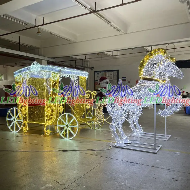 Christmas decoration light outdoor creative horse cars horse carriage