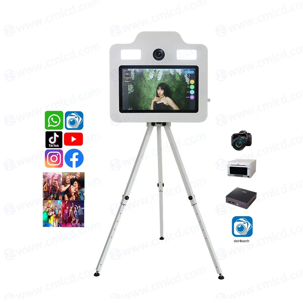 photobooth box with camera and printer 21.5 inch LCD touch screen monitor wedding events instant print kiosk photo booth machine