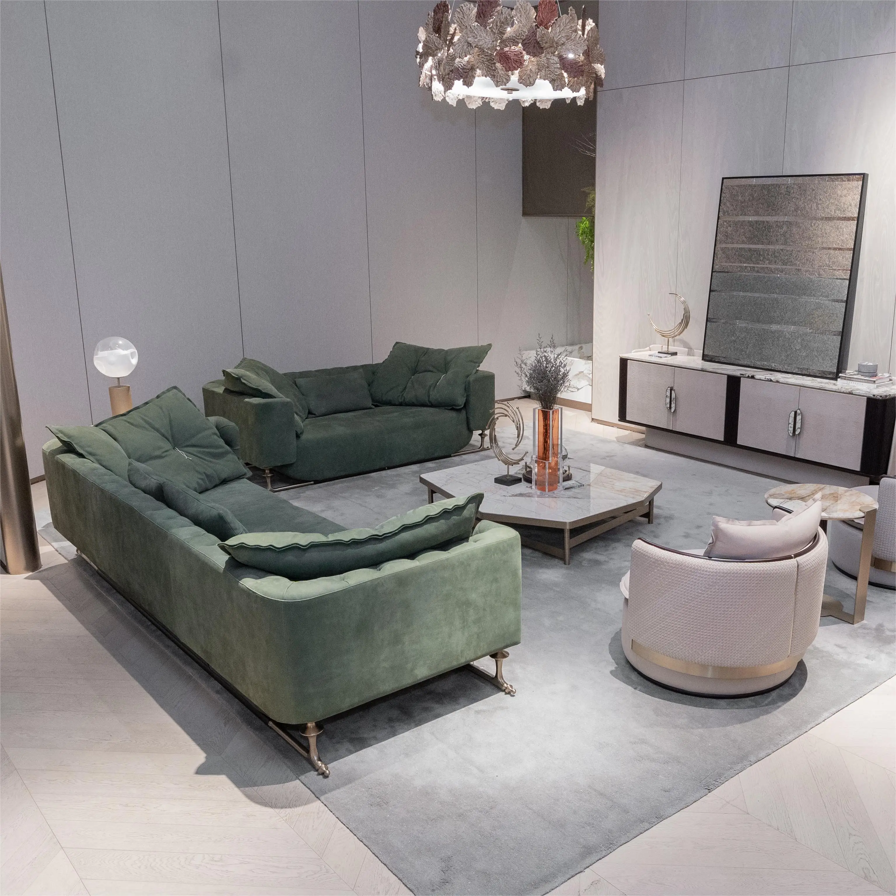 Modenfili High-End Decorative Leather Whole House Home Furniture Living Room Modern Sofa Set Luxury canapés de salon divano