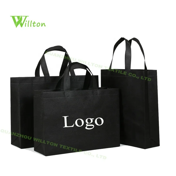 Custom logo pp nonwoven reusable market shopping tote bag with logo non woven bag