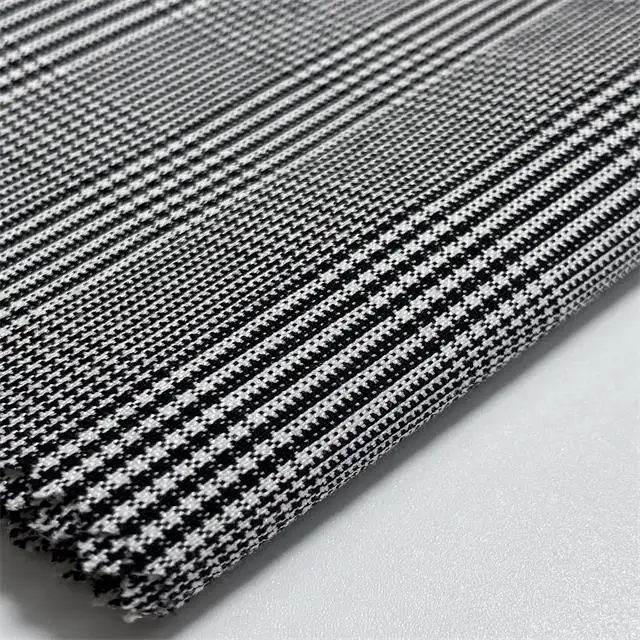 
Wholesale New yarn dyed check Lenzing Ecovero Viscose yarn bengaline fabric import from china women stretch pants 