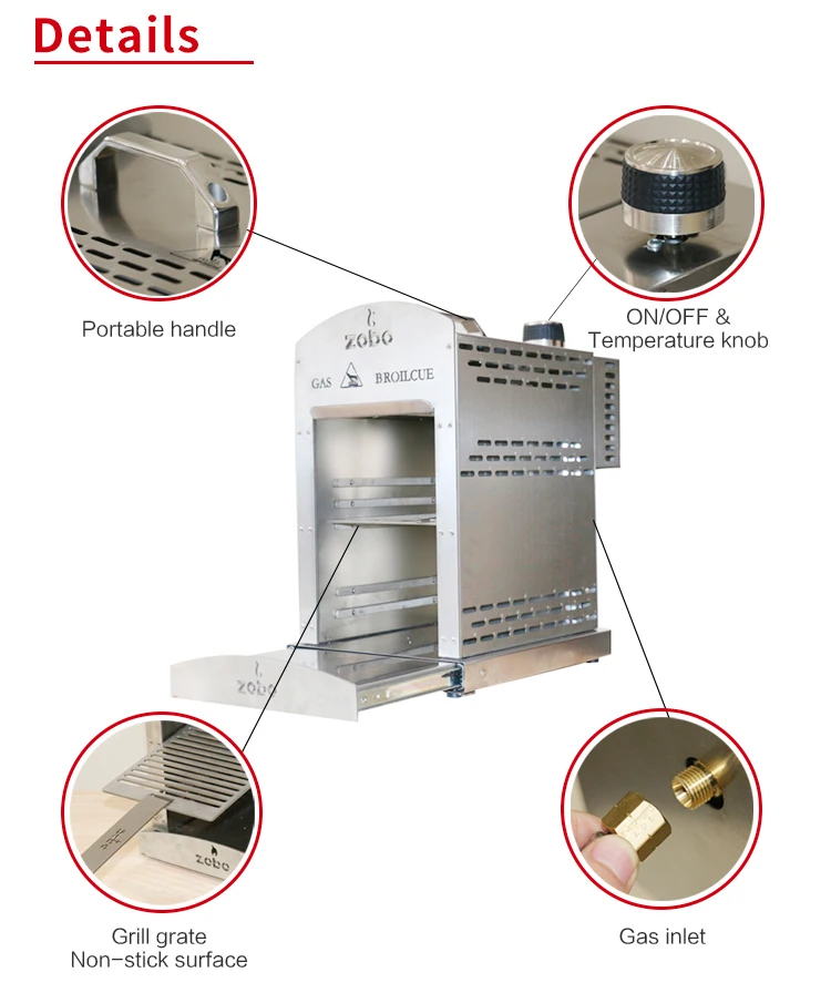 
High Heating Speed 304 Stainless Steel Camping Gas LPG Barbecue Grill 