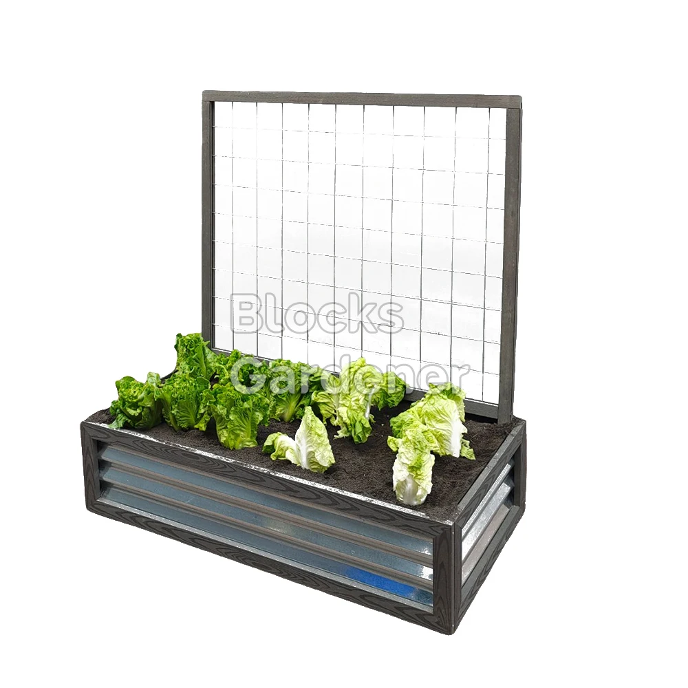 wood plastic steel galvanized rectangular outdoor planters box raised garden bed