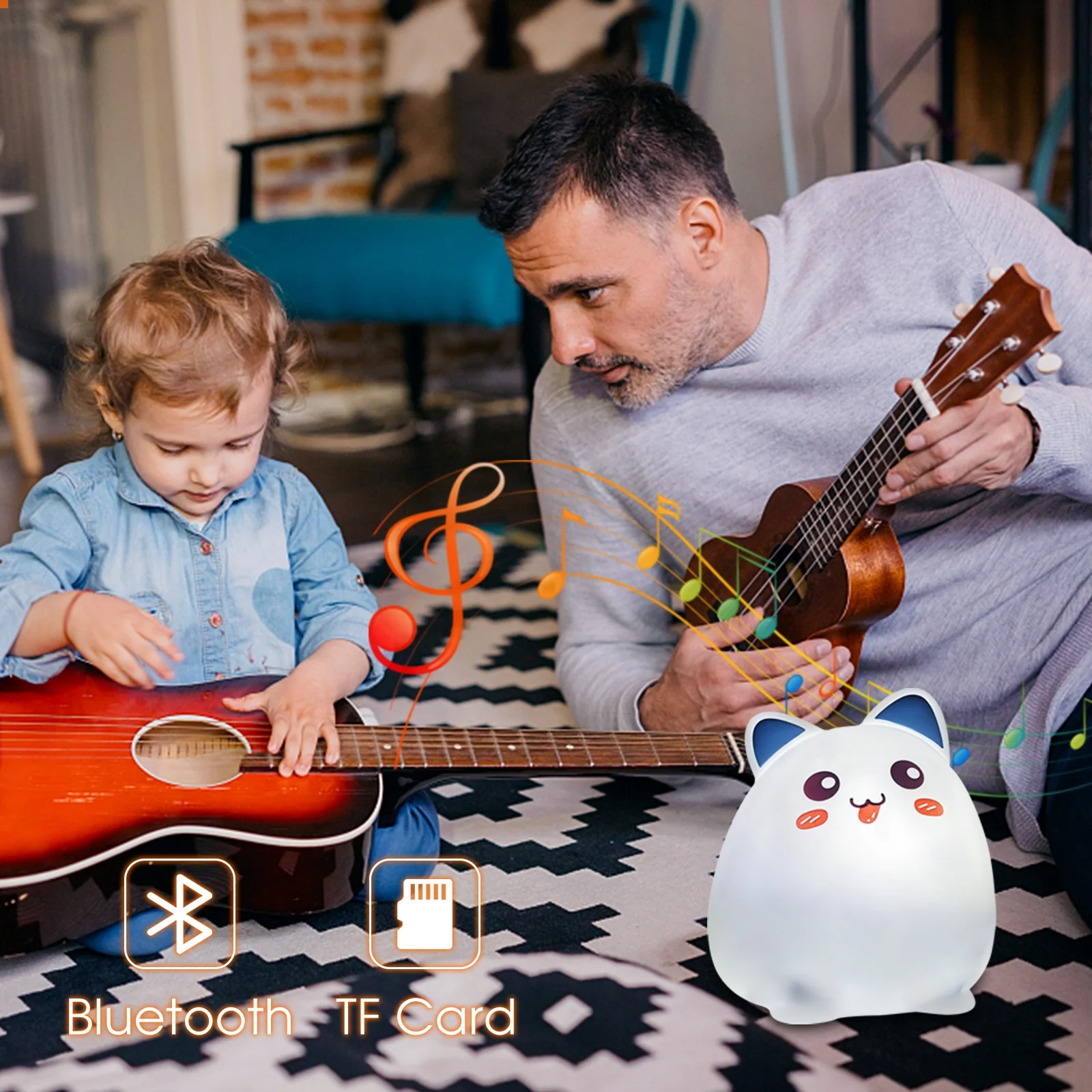 Silicone Nightlight Animal Multicolored rechargeable Kids Lamp For Nursery Illusion Audio table lamp touch sensor Gift Birthday