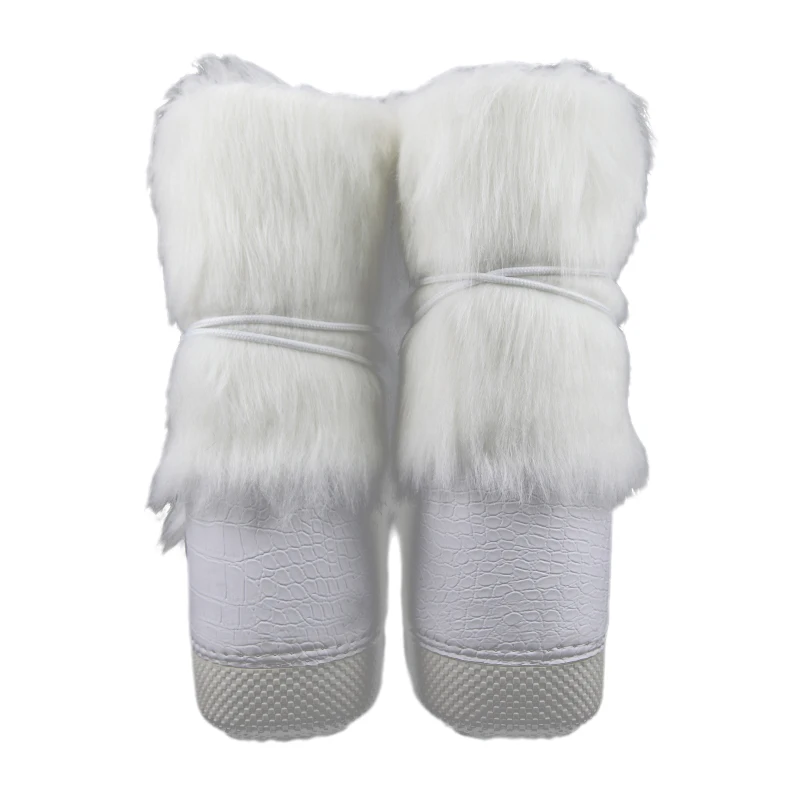Warm Fantastic Durable White Shearling Fur Snow Boots Space Boots