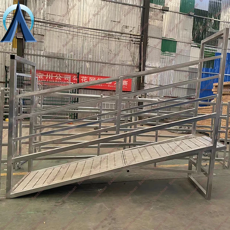 Hot Dipped Galvanized Cattle Sheep Horse Loading Ramp Heavy Duty Livestock Mobile Adjustable Loading Dock Ramp