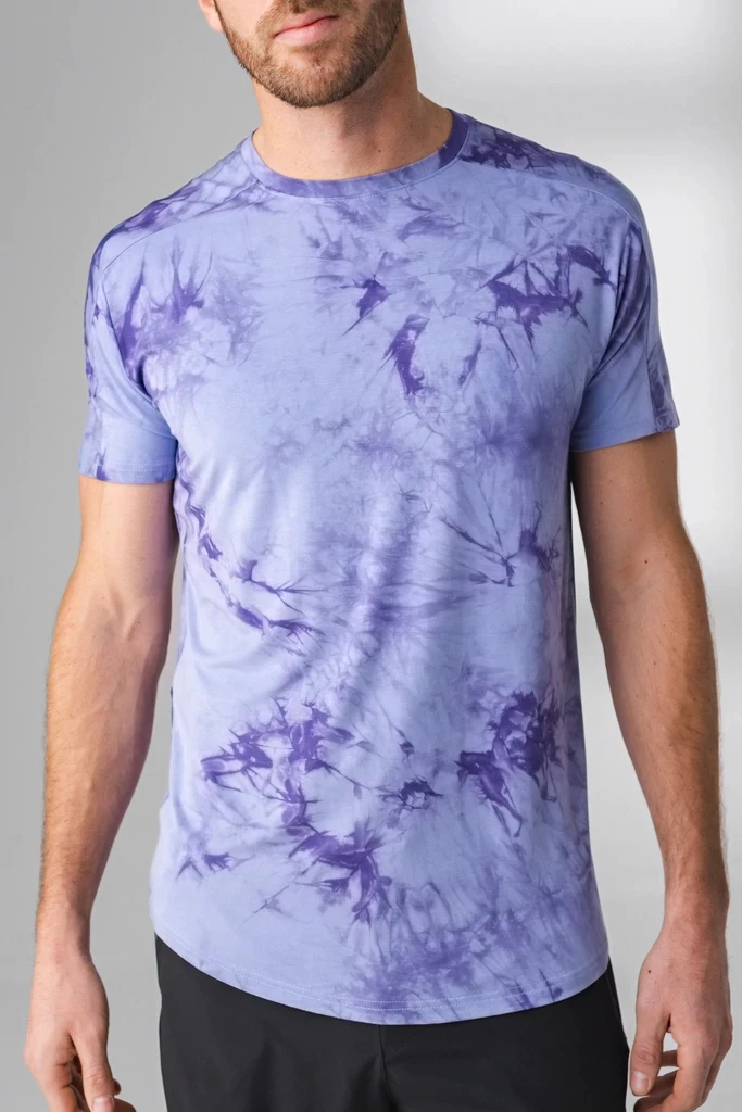 2022 New Design Wholesale Men Crew Neckline Raglan Sleeve Custom Logo Print Tie Dye T shirt