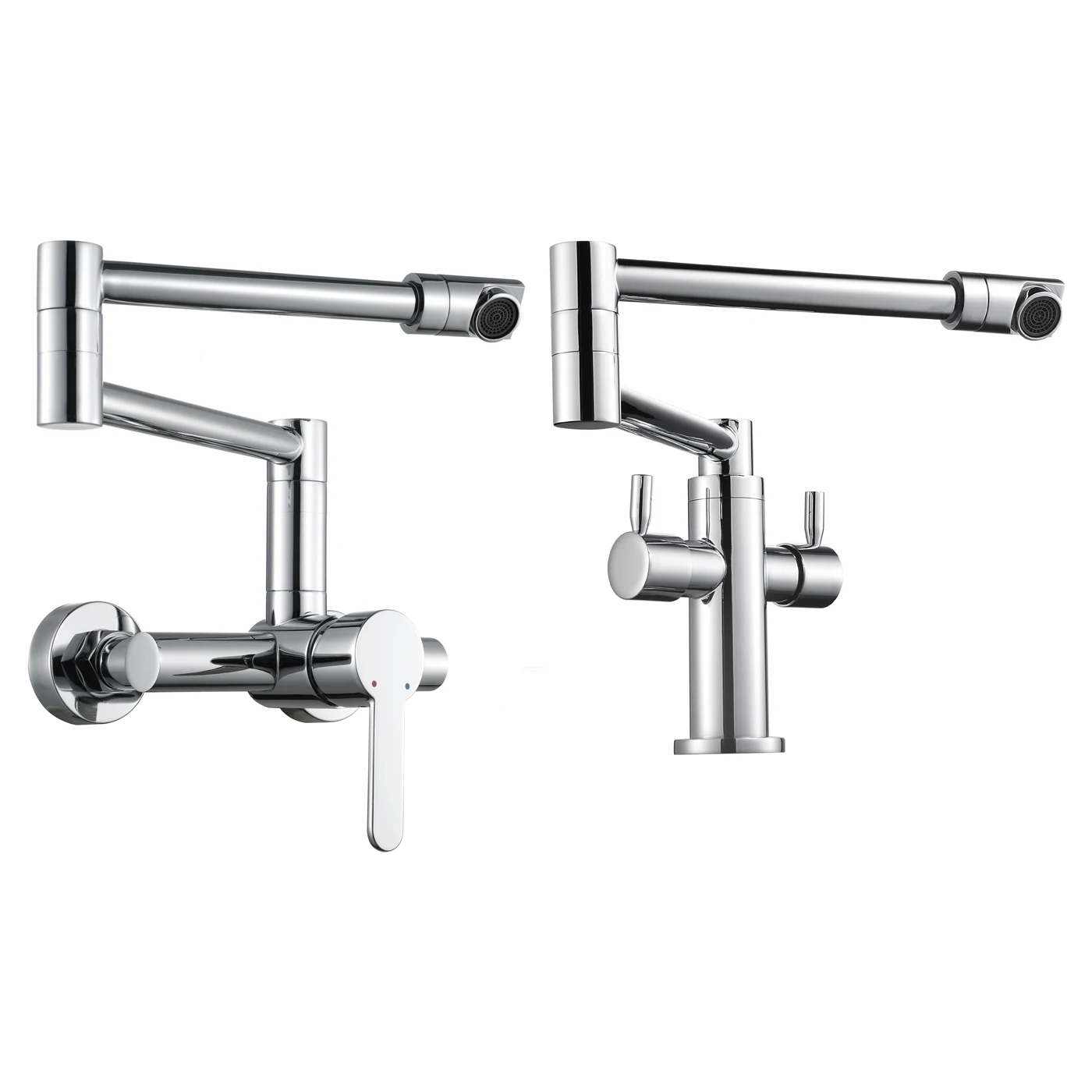 HIDEEP Wall Mount Brass Chrome/Black Kitchen Sink Folding Faucet Hot and Cold Water Tap