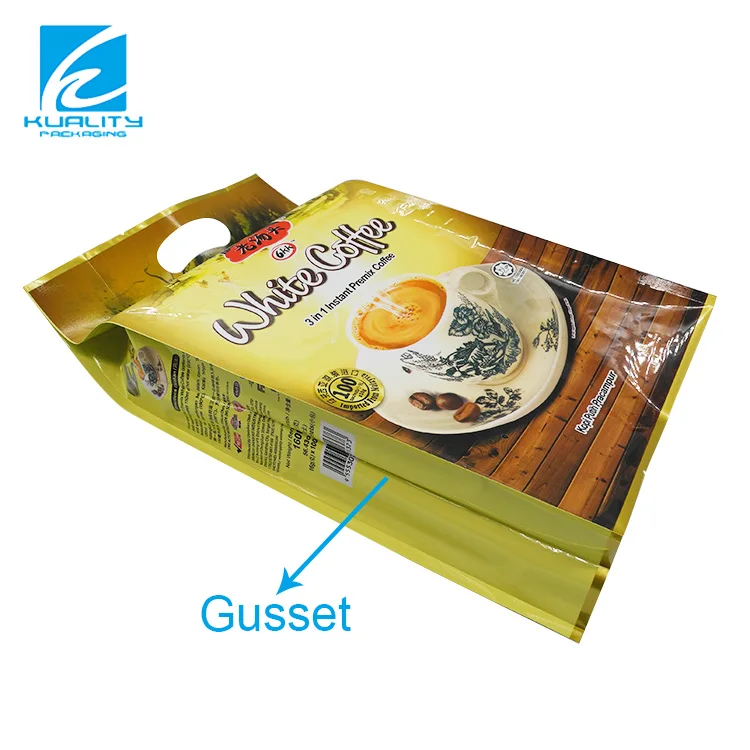 Custom printed laminated plastic side gusset heat seal coffee beans in bags wholesale