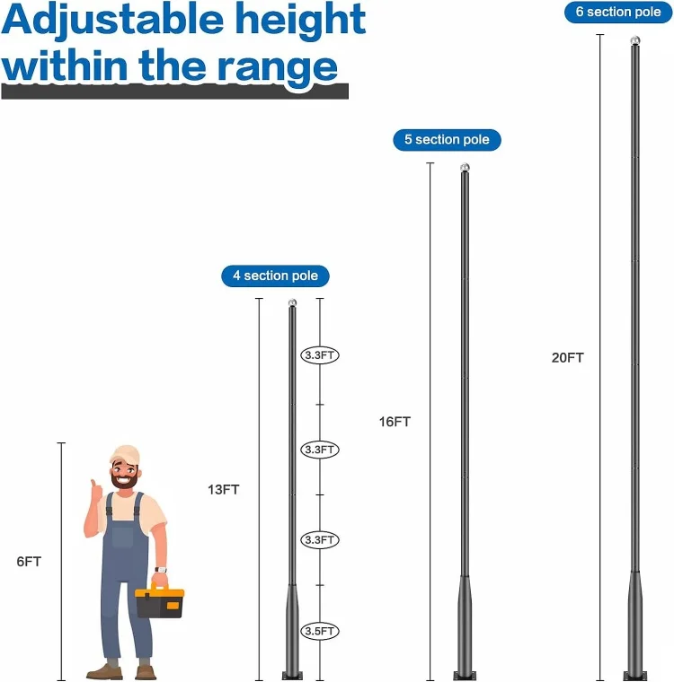 Outdoor Split Screws Type Solar Garden Lighting Street Light lamp pole 3m 4m 5m 6m lamp pole arm