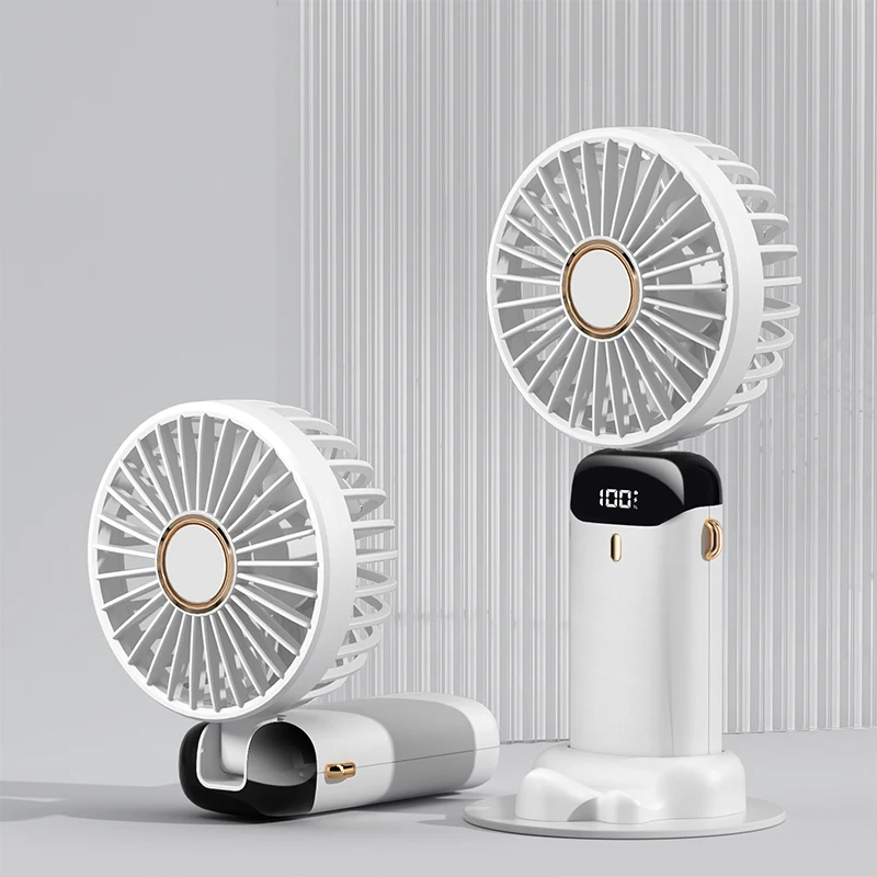 Wholesale Custom Portable Handheld Fan Rechargeable Small Fan 5 Speed Quiet Desktop Foldable Mini Fan with Phone Holder Base