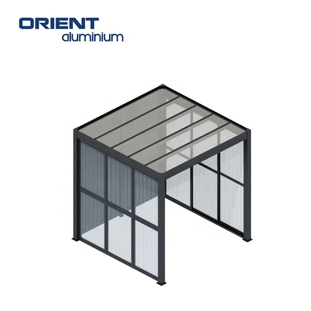 Garden Sun Shade Waterproof Aluminium Patio Roof Pergola Roofing Patio Cover Roof Aluminum Glass Outdoor Aluminum Patio Cover