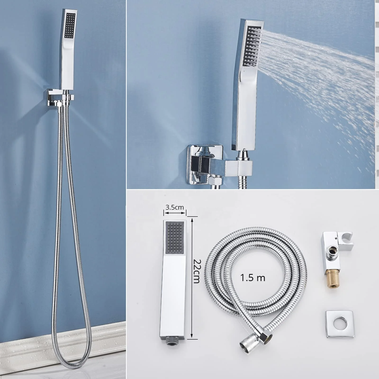 Waterfall Tub Spout Faucet Shower System Thermostatic Shower Combo Set