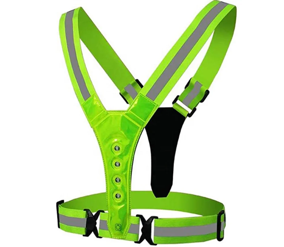 LED Reflective Running Vest, High Visibility Warning Lights for Runners, Adjustable Elastic Safety Gear Accessories