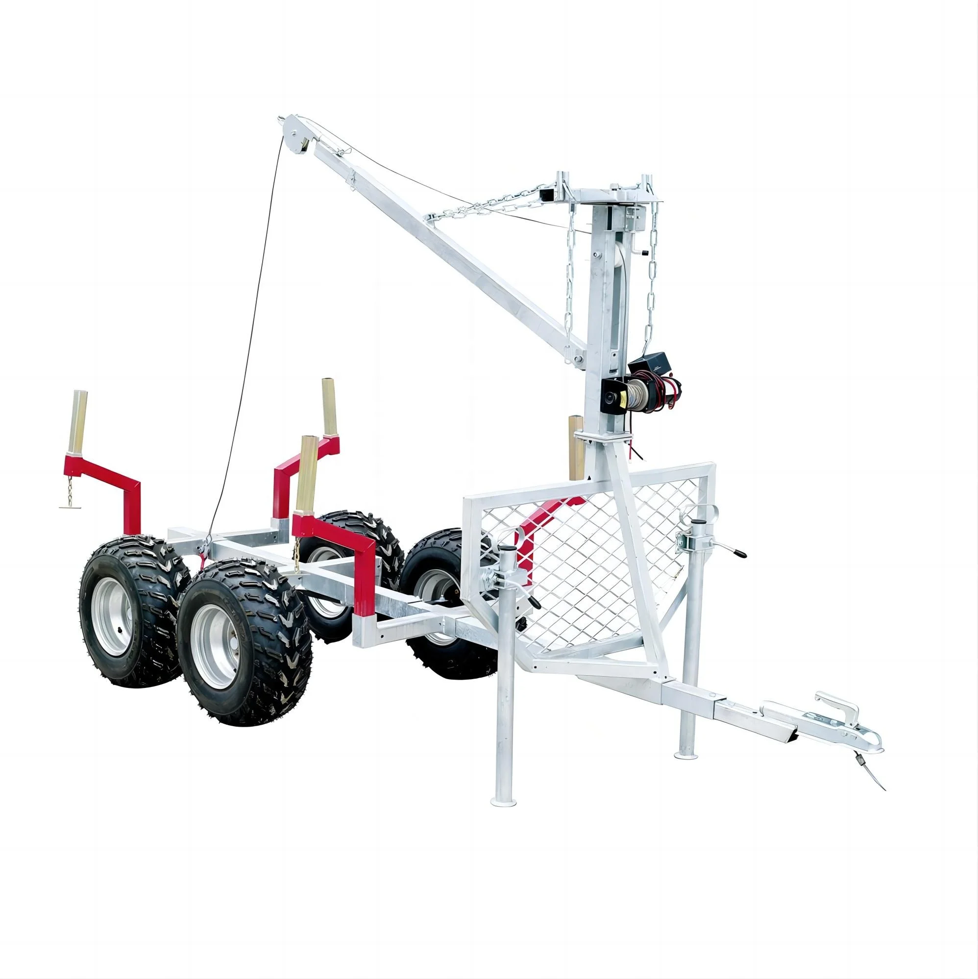 ATV Timber Trailer with Adjustable Swivel Hitch and Heavy Duty Axle for Logs