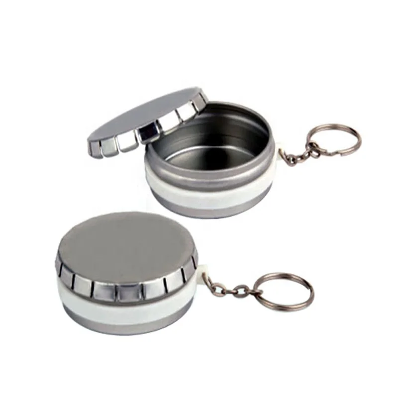 Sublimation Printing Round click clack mint tin box clip clap tins with key chain Dia45 55 70mm