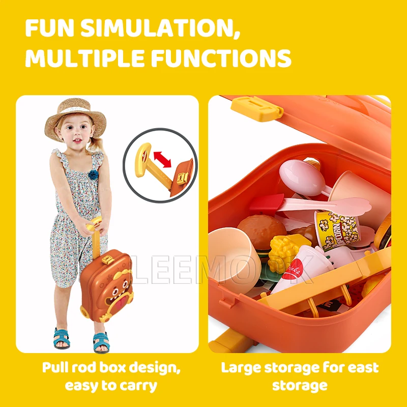 Leemook 2 In 1 Kids Pretend Play Toy Plastic Hamburger Fries Playhouse Toys Kitchen Kit