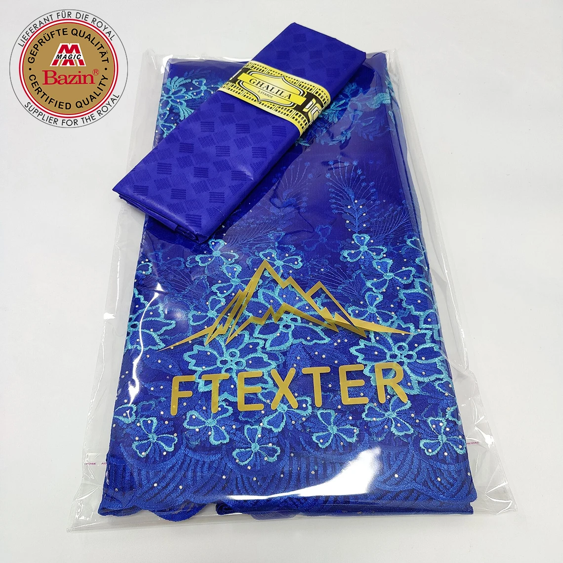 2021 Top Quality Ankara Bazin Riche Fabric And Embroidery Net Lace With Beads Elegant Nigerian Wedding Evening Gowns Net Laces