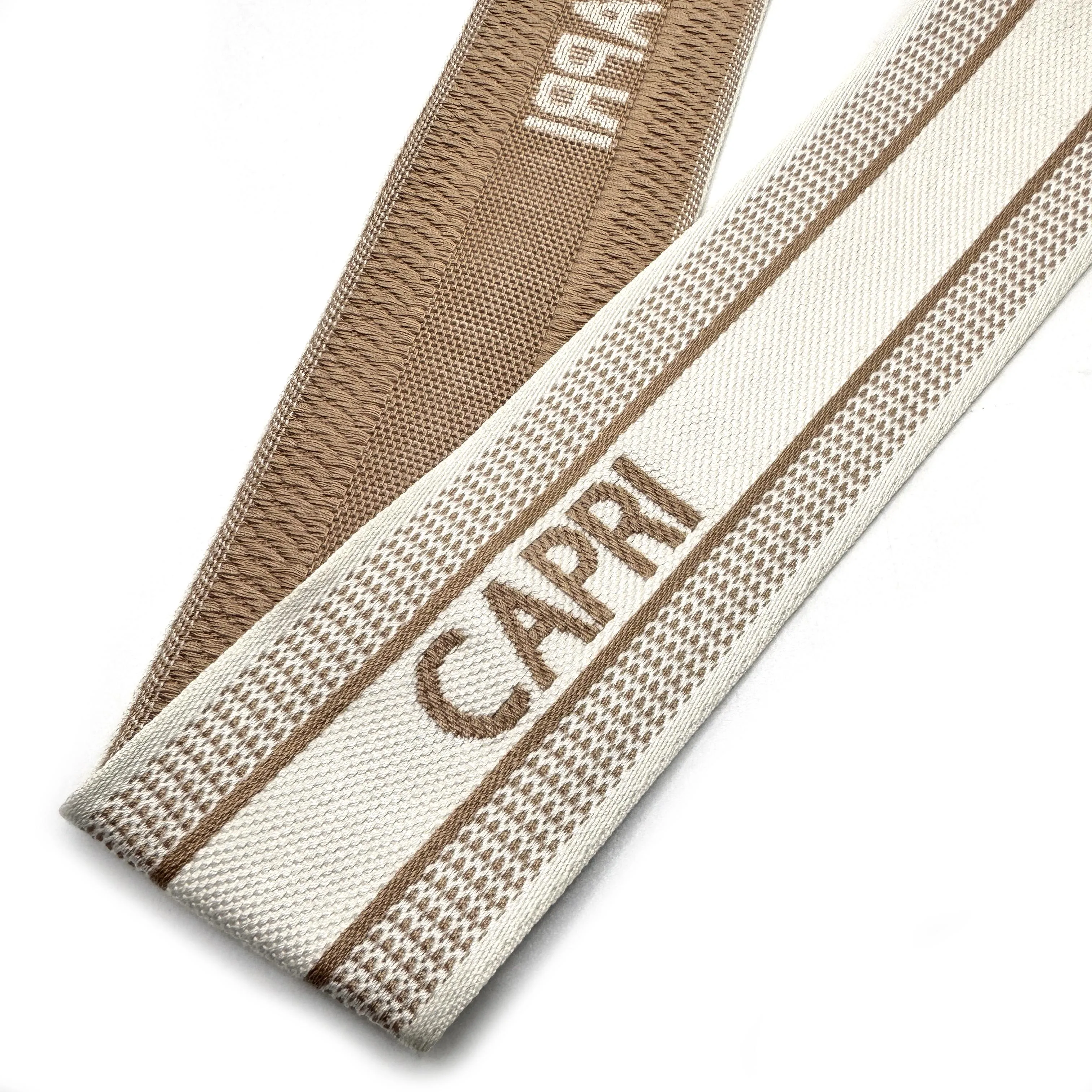 High Quality 6.5cm White CAPRI Polyester Cotton Jacquard Webbing For Luggage Belt Webbing