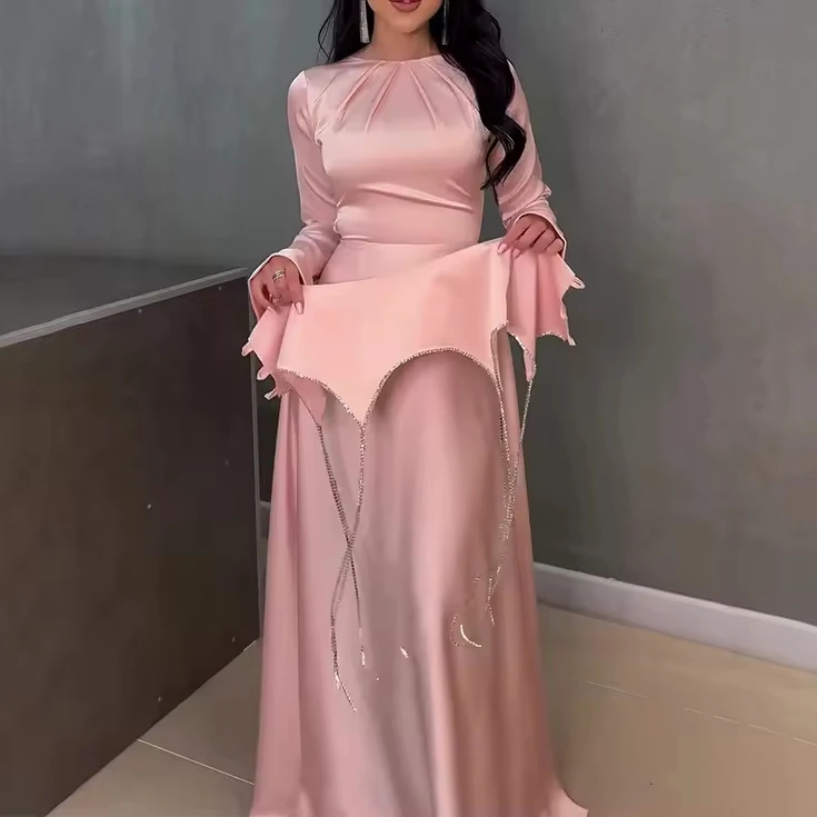 New Arrival Custom Russia Turkey Dubai Russia Solid Color Abaya Women Kaftan Crepe Casual Modest Women Muslim Dress