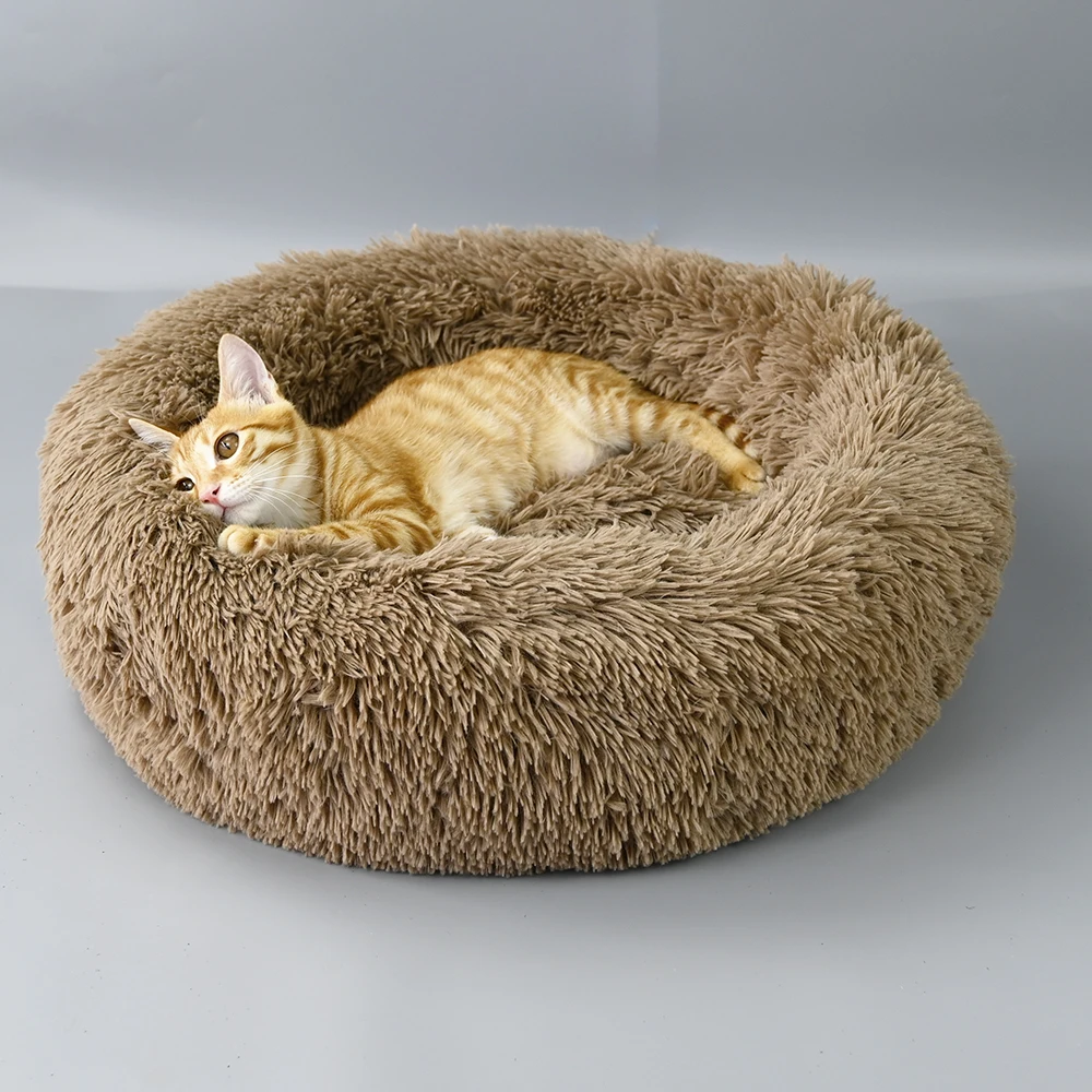 Comfortable Sleeping Round Comfortable New Style Pet Dog Cat Bed Round Plush Warm Original Calming Donut Cat And Dog Bed