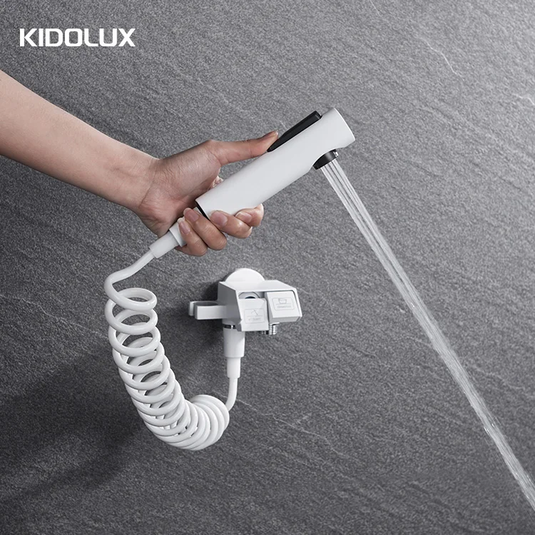 Kidolux Brass Valve Body Warm Water Bathroom Spray Gun Shataf WC Hand Held Muslim Shower Shattaf Bidet Faucet Sprayer for Toilet