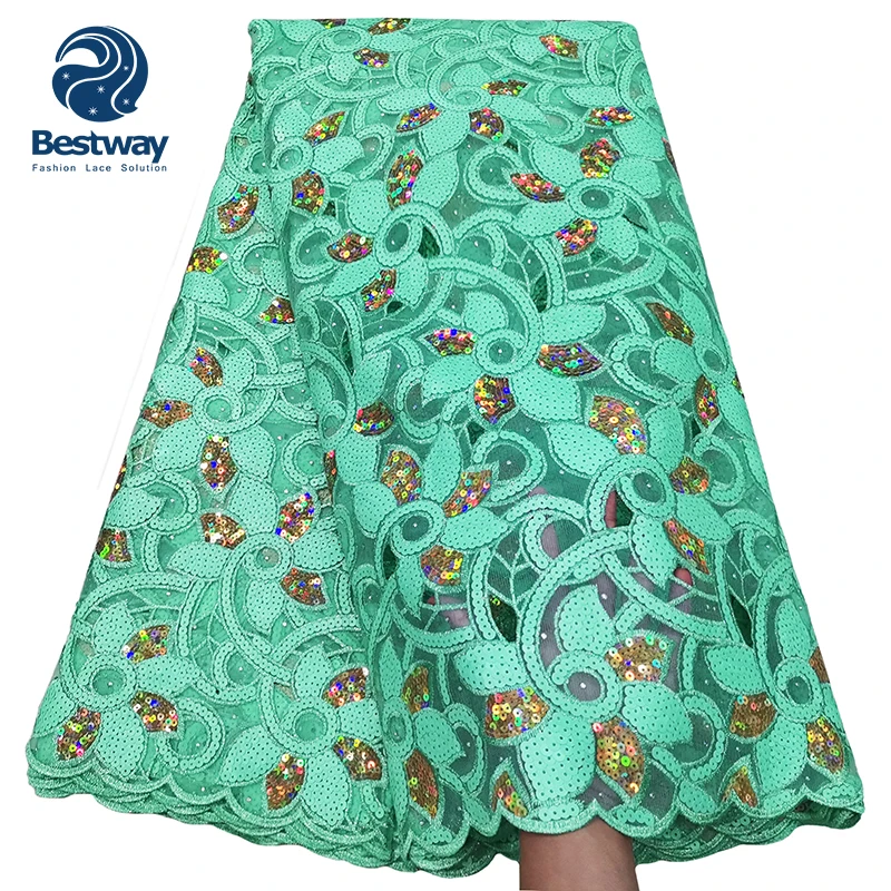 High Quality handcut Nigerian Lace Fabric 2023 Red Sequin Fabric For Dress