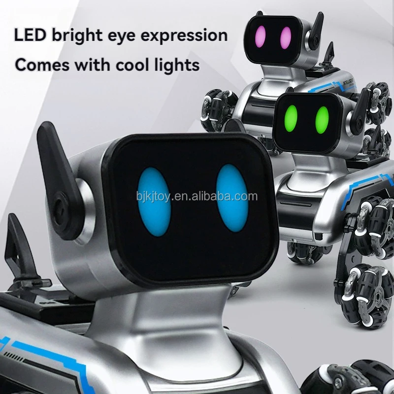 Hot Rc Robot Dog 18mins Play Time Light Up Music 8 Wheels Model Rc Stunt Car Robot Dog Toys Rc Cars