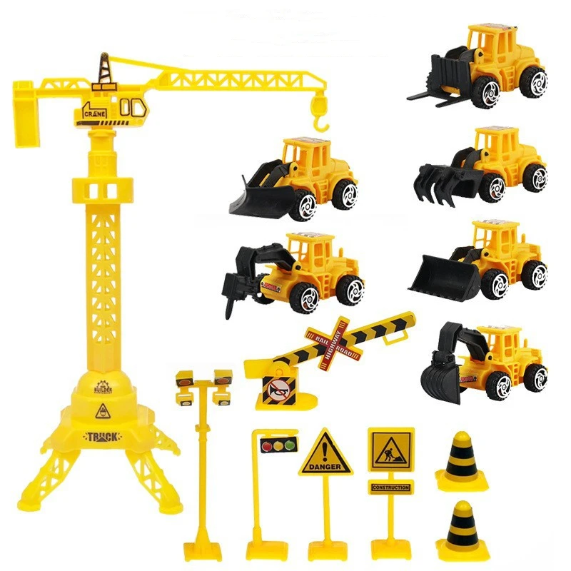 new arrival Plastic 6 Pcs Set Tractor Toy Vehicles for Boys Cake Decorating Supplies for Boys Baby Birthday Cake Party