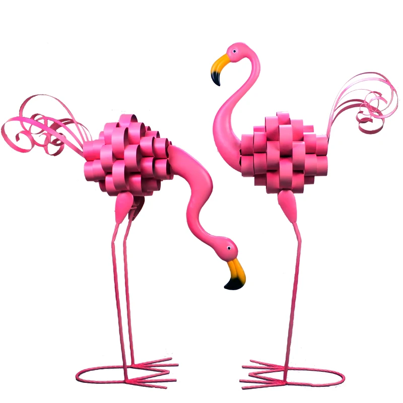 Metal Iron Pink Flamingo Yard Lawn Garden Ornament, Outdoor and Indoor Flamingo Statue