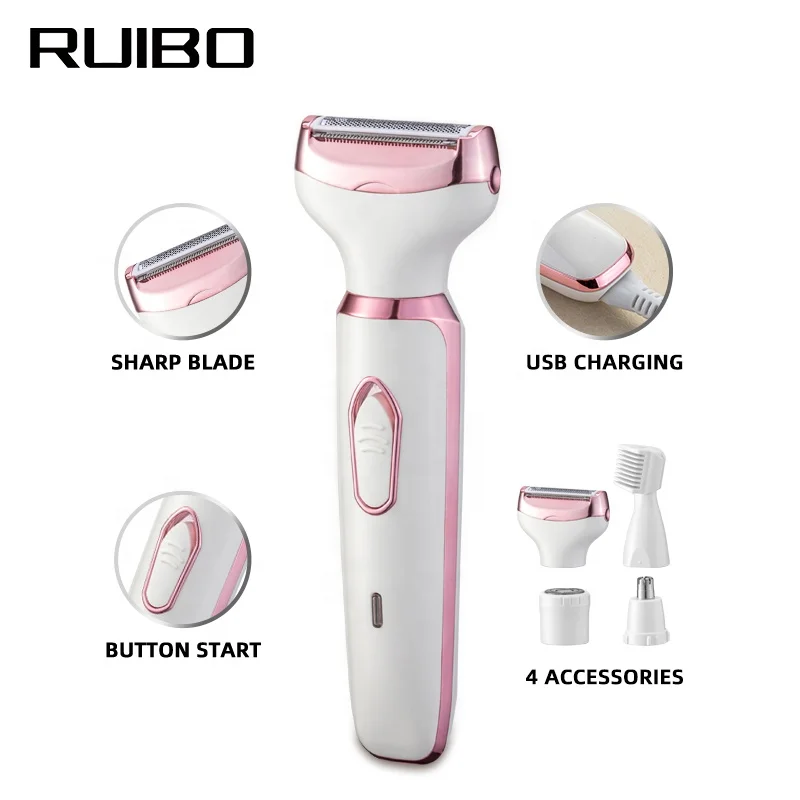 Epilator Eyebrow Trimmer Portable Bikini Trimmer Shaver Pubic Hair Wet & Dry Cordless  4 in 1 Womens for Lady Hair Shaving