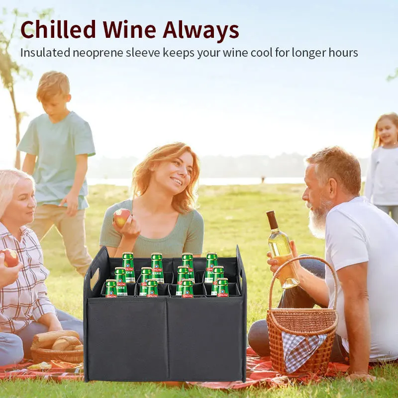 Custom Neoprene Beer Drink Cooler Bags Wine Storage Holder Carrier For Camping Bolsas Para Vinos Foldable Removable Tote Box