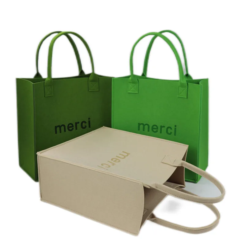 Wholesale Felt Storage Bag Size 40 Eco Friendly Custom Logo Large Capacity Colorful Shopping Wool Felt Tote Bags