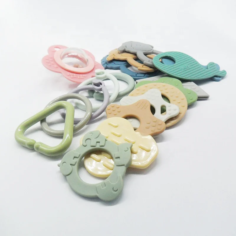 
In stock grey corner shape food grade Baby silicon teether 