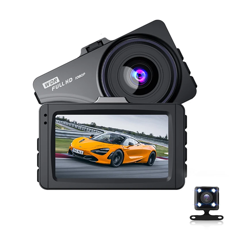 Умное приложение дисплей 3 дюйма разрешение QHD 1296P встроенные голосовые команды Wi-Fi передний и задний двухобъективный автомобильный